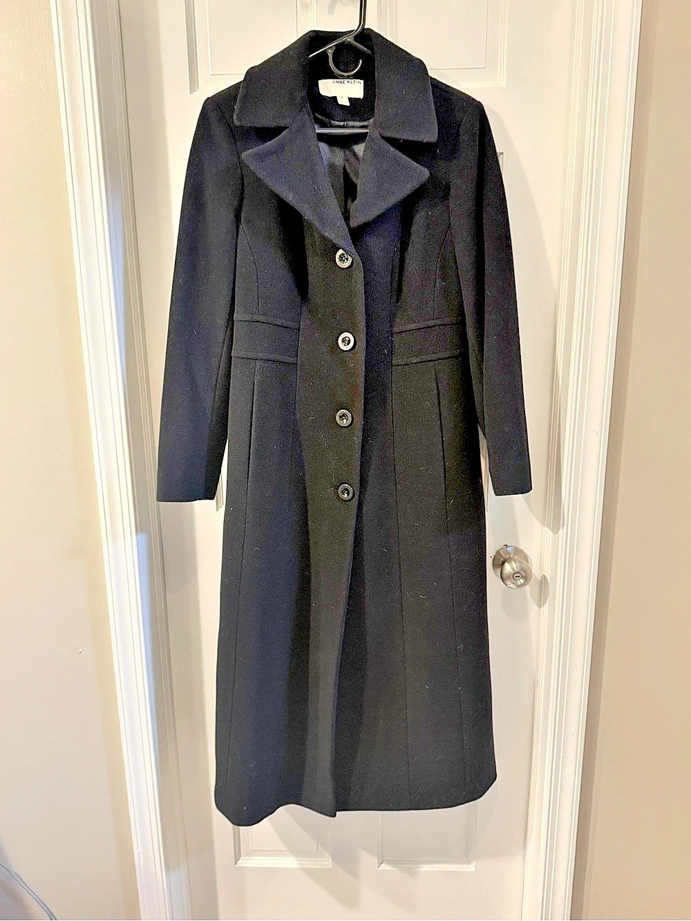 Anne Klein Black Button-Front Coat Like New